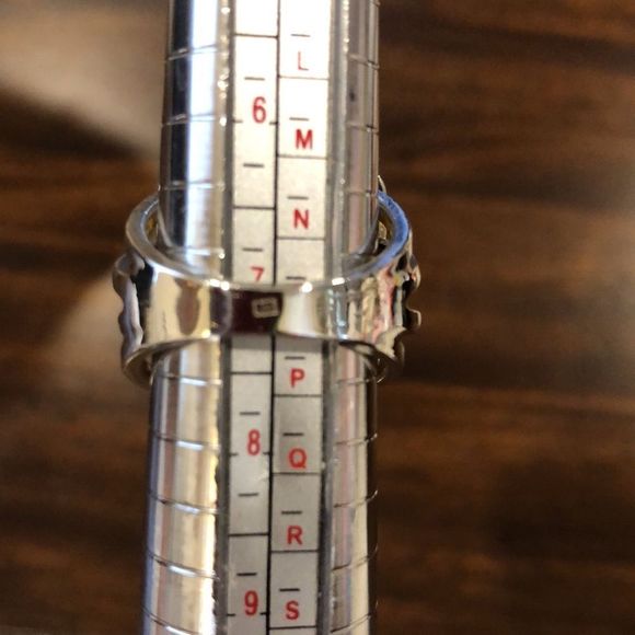 ARTISAN Sterling Silver Striped Bezel Set Maple & Honey Colored Amber Ring Sz 7 - Picture 6 of 10